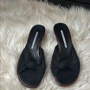 Donald J. Pliner Black Knotted Mules